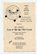 Ole Henry&#39;s Dinner Theatre Program Last of the Red Hot Lovers Albuquerqu... - £13.31 GBP