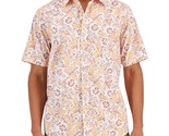 Club Room Men&#39;s Cotton Elevated Large Party Paisley Shirt Pink Combo-Small - $16.99