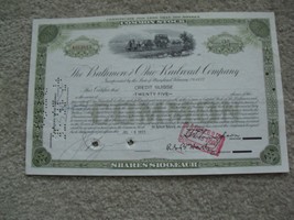 Vintage 1955 Stock Certificate B&amp;O Railroad Company 25 Shares - $22.77