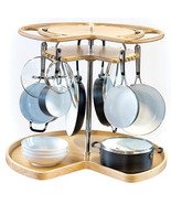 Wood Kidney Shape Swiveling Lazy Susan Hooks Pots and Pans Organizer - $368.48+