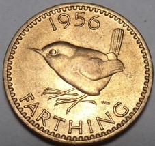 Rare Gem Unc Great Britain 1956 Farthing~Wren~Excellent~Key Date - £8.42 GBP