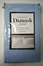 1 Charter Club Damask Solid Standard Pillow Sham 550 Thread Count Supima Blue - £18.77 GBP