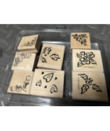 Stampin&#39; Up Stamp Set Hearts Leaves Wooden 8 Piece Holly Seasonal Corners - $401.92 MXN