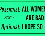 Pessimist All Women Are Bad Optimist I Hope So 1970s Postcard Vagabond C... - £3.11 GBP