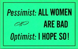 Pessimist All Women Are Bad Optimist I Hope So 1970s Postcard Vagabond Creations - £3.13 GBP