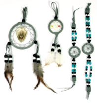 Dreamcatcher Mini Dreamcatcher Anklet Bracelet Turquoise &amp; Gray Set of 4... - $19.62