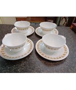 Vtg Set of 4 Butterfly Gold Corelle Corning Pyrex Coffee Tea Cup &amp; Saucers - $364.28 MXN
