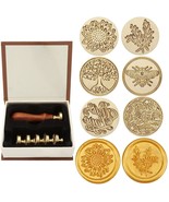 Wax Seal Stamp Set, 6 Pieces Plant Series Sealing Wax Stamp Heads + 1 Wo... - £28.23 GBP