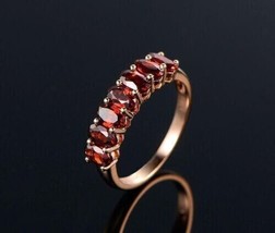 2.20Ct Oval Cut Created Red Garnet Engagement Ring Band 14K Rose Gold Plated - £87.31 GBP