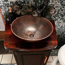 14&quot; Round Copper Vessel Bathroom Sink in Sedona Bronze, Faucet &amp; Drain (COMBO) - $279.95