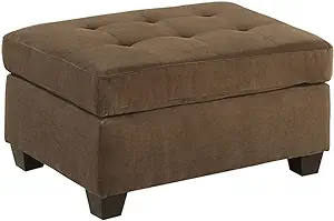 Smooth Waffle Suede Cocktail Ottoman In Truffle - $339.99