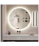24in Round Lighted Mirror LED Bathroom Vanity Wall Mounted Mirror Touch ... - $125.48 CAD