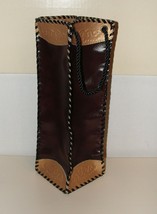 New Brown/Tan Handmade Faux Leather Wine Bottle Holder Size 4&quot;x4&quot;x12&quot; Kyrgyzstan - £7.90 GBP