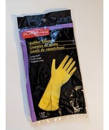 Vintage Rubbermaid 1994 Long Cuff Rubber Gloves Pair Yellow Size Small S... - $489.04 MXN