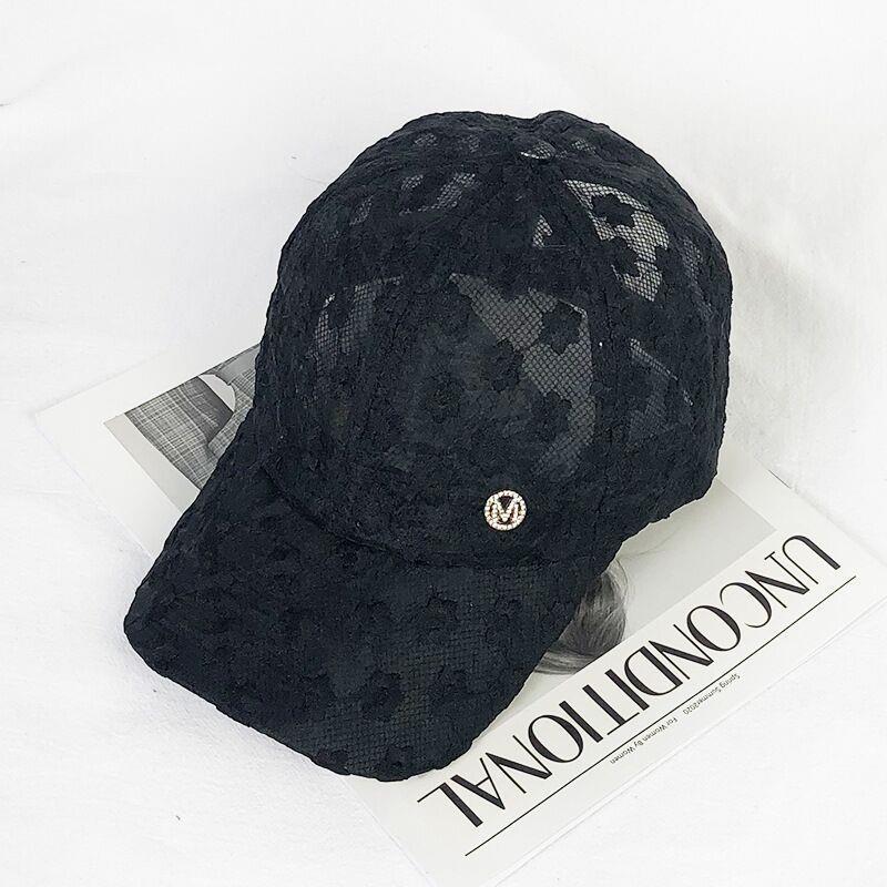 Diamond-Studded R Cap Women's Lace Floral Rhinestones M Cap Sun Shade Net Cap Ba