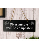 Halloween Witchraft Wicca Skull Trespassers Will Be Composted MDF Wood W... - £11.84 GBP