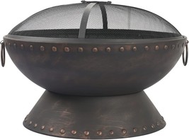 Harbourside Patio 26-Inch Fire Pits Steel Round Firepit Wood Burning Fire Bowl - £68.57 GBP