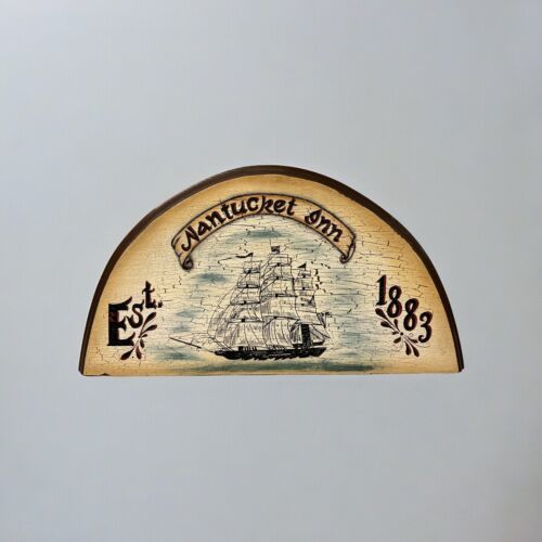 Vtg Nantucket Inn EST 1883 Wood Painted Sign 16”x9” Decor Sea Ship Man Cave - $24.74