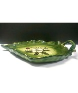Juniper Green 10&quot; Hand Painted Leaf Shaped Gold Trimmed Dish - £14.16 GBP