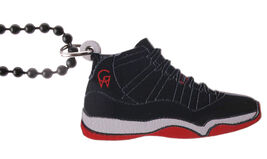 Good Wood NYC Retro Bred 11&#39;s Sneaker Necklace Black/White/Red Playoff X... - $258.45 MXN