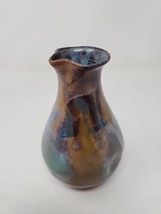 Vtg Studio Art Pottery Pitcher Sake Pourer Handmade &amp; Hand Glazed Signed 6” 70s - £14.54 GBP
