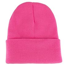 Unisex Plain Warm Knit Beanie Hat Cuff Skull Ski Cap Light Pink - £11.16 GBP