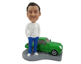 Custom Bobblehead Cool Dude In Casual Attire With A Car - Motor Vehicles... - £132.20 GBP
