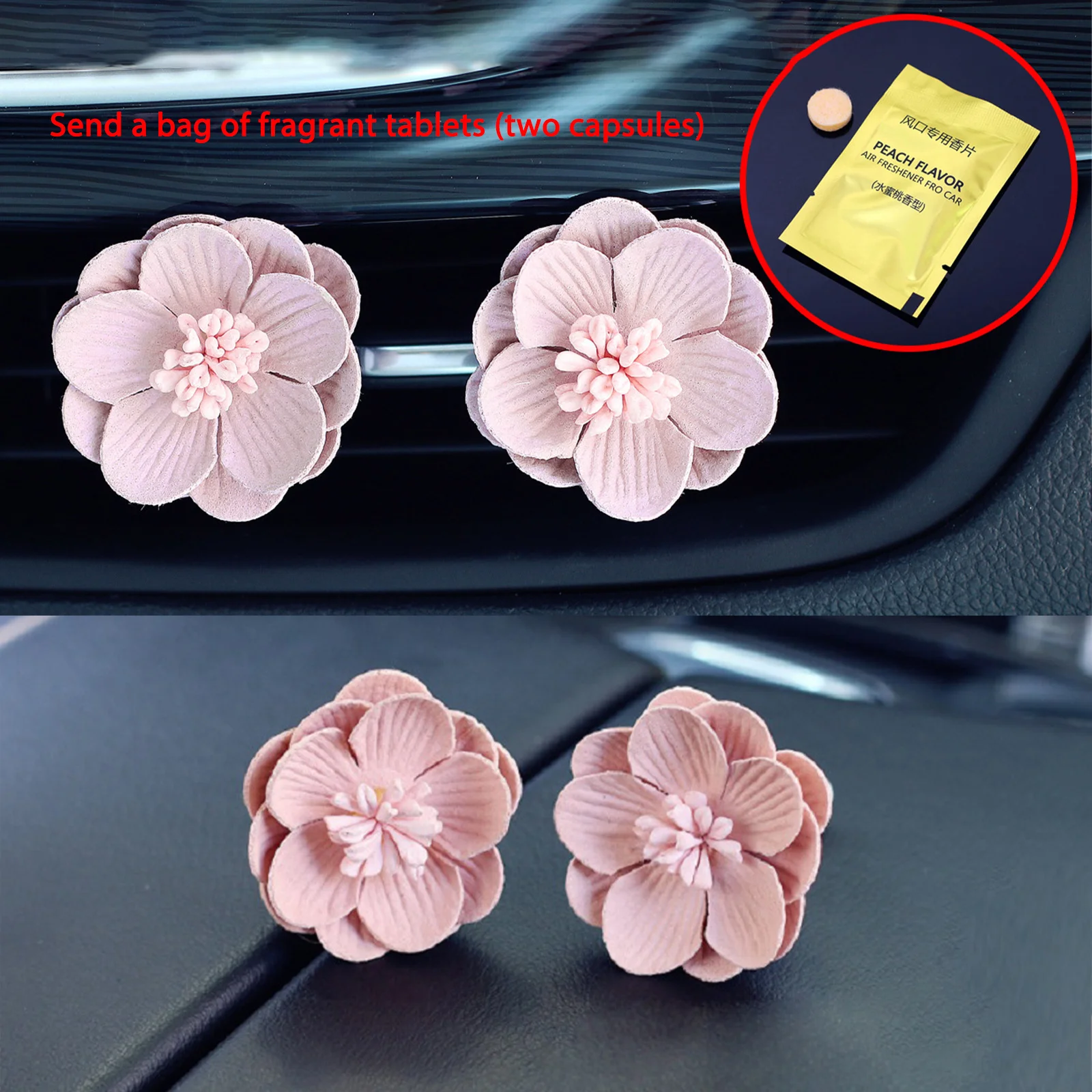 Pink Flower Clip Air Purifier for Car Vent Decoration and Air Freshening - £10.46 GBP