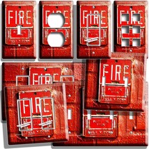 Rustic Fire Alarm Red Paint Brick Light Switch Outlet Wall Plate Home Art Decor - £8.71 GBP+