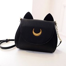 New Summer Sailor Moon Ladies Handbag Black Luna Cat Shape Chain Shoulder Bag PU - £27.74 GBP