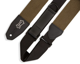 Levy’s 2&quot; Right Height Cotton Leather Guitar Strap, Green - £23.59 GBP
