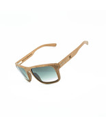 Curved Wooden Sunglasses with Iridescent Green Lenses - Ergonomic Design - $139.00