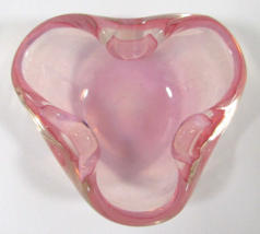 Vintage Murano Pink and Clear Glass Ruffled Bowl - £78.72 GBP