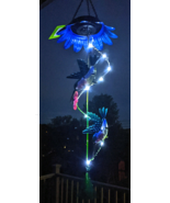 Hummingbirds Windchime Bell Ringer Solar LED Lights Yard Garden Deck Pat... - $24.35 CAD