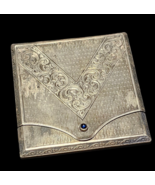 Antique European 900 Silver 39.68g Engraved Stamp Card Photo Case Sapphi... - $699.25 CAD