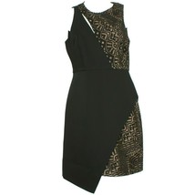 BCBG MAXAZRIA Black Kierra Satin Graphic Burnout Mesh Asymmetric Dress 0 - £110.12 GBP