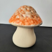 Fairy Garden Mushroom Figurine 4&quot; Ceramic Home Garden Decor Orange Mushr... - $5.00