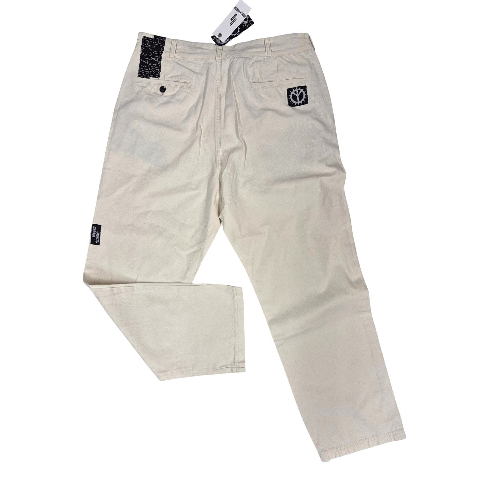 NWT Beach Brains Work Pant Ecru 100% Cotton Mens  Sz 36X31 - $99.00