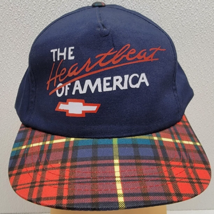 Vintage Yupoong Snapback Hat The Heartbeat Of America Chevrolet Chevy Plaid - £55.21 GBP