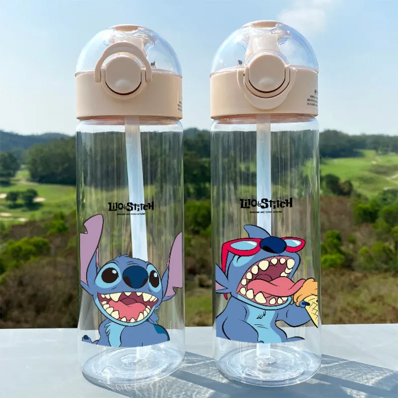 Disney Lilo &amp; Stitch Cartoon Creative Sippy Cup Outdoor Sports Plastic Portable - £14.76 GBP