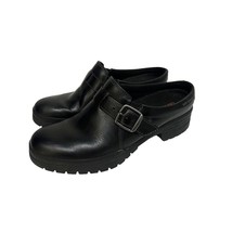Merrell Encore Kassie Buckle Slide Black Leather Clog Shoes Mules US 7 Slip On - £39.65 GBP