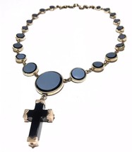 Victorian Black Onyx bluish Enamel Mourning Jewelry Rivière Riviere 9Ct ... - £891.29 GBP