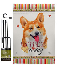 Fawn Corgi Happiness Garden Flag Set Dog 13 X18.5 Double-Sided House Banner - £22.35 GBP