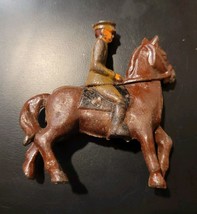 Antique Vintage Cast Iron Toy Soldier Officer on Horse 2.5&quot; x 3&quot; - £33.60 GBP