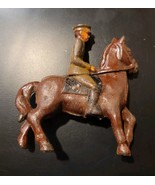 Antique Vintage Cast Iron Toy Soldier Officer on Horse 2.5&quot; x 3&quot; - $44.95