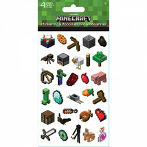 Minecraft Characters &amp; Game Asset Stickers 4-Sheet Set Multi-Color - £8.77 GBP