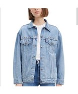 Levi&#39;s Blue Baggy Trucker Embellished Denim Jacket Size Medium NWT - £54.26 GBP