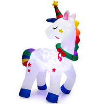 6&#39; Tall Christmas Magic Unicorn, Inflatable Unicorn Decoration with Rainbow - £80.17 GBP