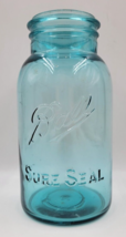 Ball Sure Seal Half Gallon Mason Aqua Blue Glass Jar 1910 - 1923 No Top ... - £22.01 GBP