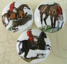 Ceramic Cabinet Knobs Foxhunt set #4 HORSES - $13.86